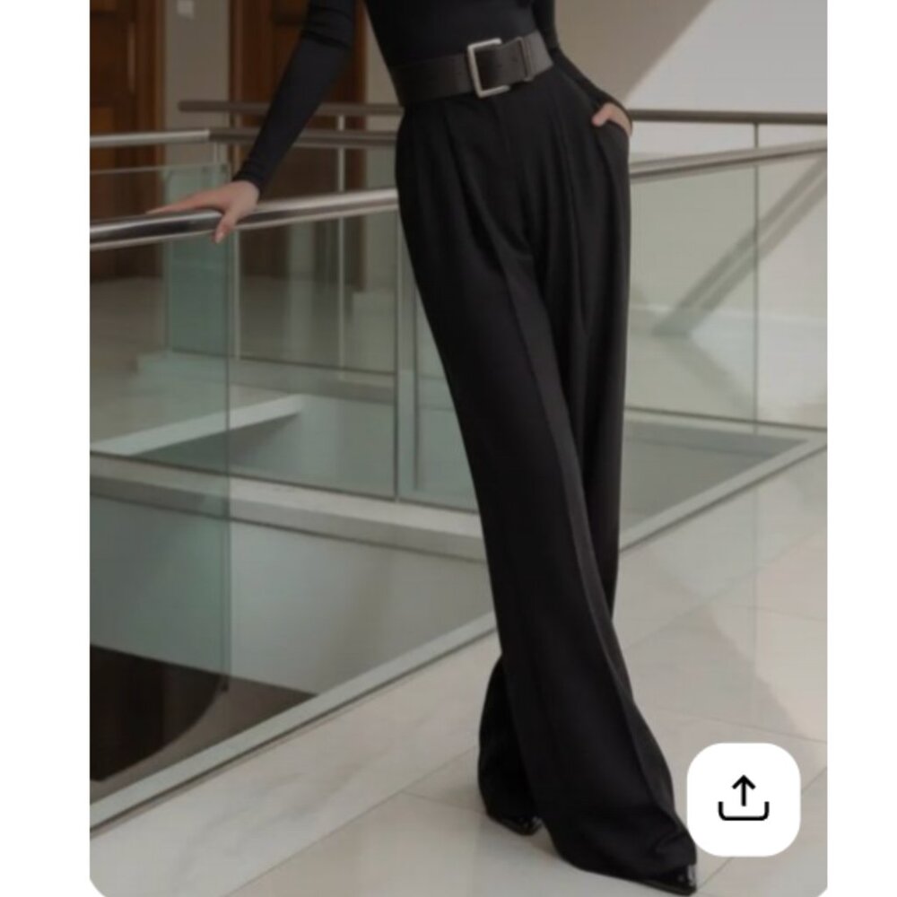 NWT Express Classic Wide Leg High Rise Pants With Side Zipper - Picture 2 of 11